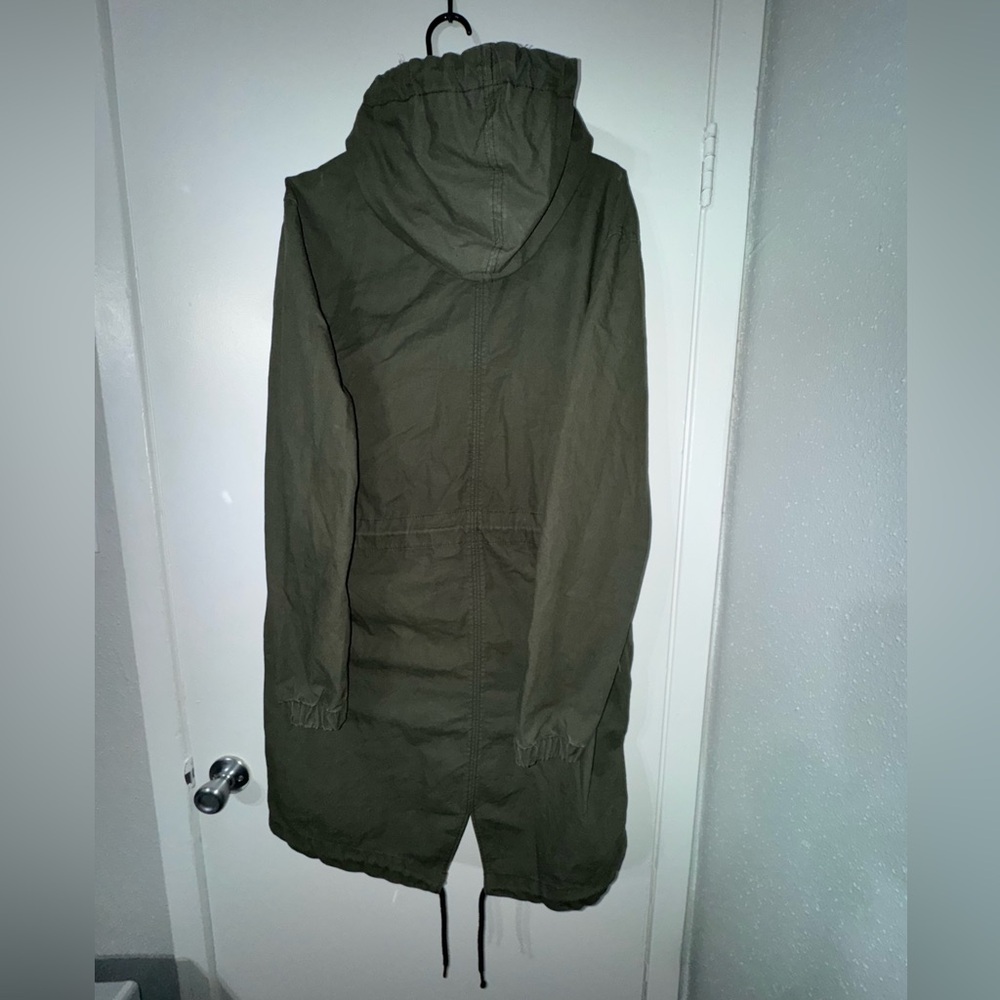 H&M Divided Men’s Olive Green Hooded Parka Coat Size Medium - Picture 2 of 2